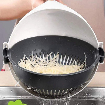 9-in-1 Multifunction Magic Rotate Vegetable Cutter with Drain Basket